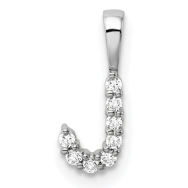 14K White Gold Lab Grown Diamond Letter J Initial Pendant