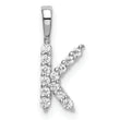 14K White Gold Lab Grown Diamond Letter K Initial Pendant