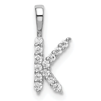 14K White Gold Lab Grown Diamond Letter K Initial Pendant