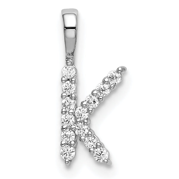 14K White Gold Lab Grown Diamond Letter K Initial Pendant