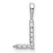 14K White Gold Lab Grown Diamond Letter L Initial Pendant