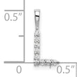 14K White Gold Lab Grown Diamond Letter L Initial Pendant
