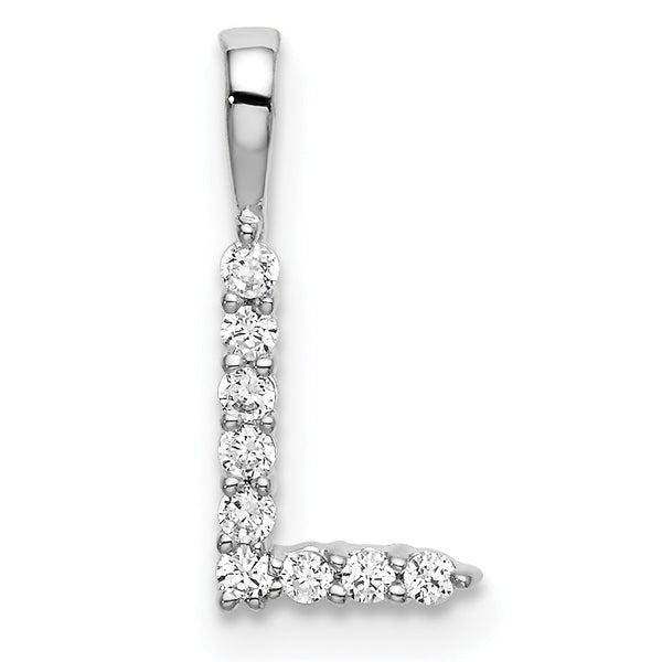 14K White Gold Lab Grown Diamond Letter L Initial Pendant