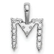 14K White Gold Lab Grown Diamond Letter M Initial Pendant