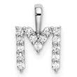 14K White Gold Lab Grown Diamond Letter M Initial Pendant