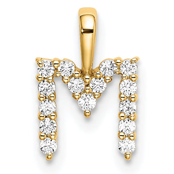 14K Lab Grown Diamond Letter M Initial Pendant