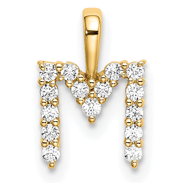 14K Lab Grown Diamond Letter M Initial Pendant