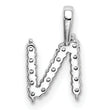 14K White Gold Lab Grown Diamond Letter N Initial Pendant