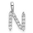 14K White Gold Lab Grown Diamond Letter N Initial Pendant