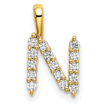 14K Lab Grown Diamond Letter N Initial Pendant