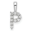14K White Gold Lab Grown Diamond Letter P Initial Pendant
