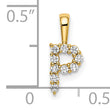 14K Lab Grown Diamond Letter P Initial Pendant