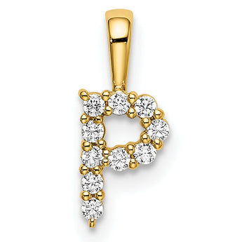14K Lab Grown Diamond Letter P Initial Pendant