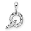 14K White Gold Lab Grown Diamond Letter Q Initial Pendant