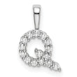 14K White Gold Lab Grown Diamond Letter Q Initial Pendant
