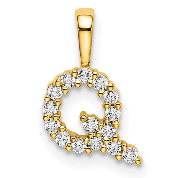 14K Lab Grown Diamond Letter Q Initial Pendant
