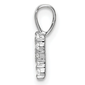 14K White Gold Lab Grown Diamond Letter R Initial Pendant