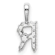 14K White Gold Lab Grown Diamond Letter R Initial Pendant