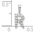14K White Gold Lab Grown Diamond Letter R Initial Pendant