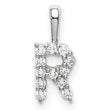 14K White Gold Lab Grown Diamond Letter R Initial Pendant