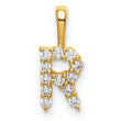 14K Lab Grown Diamond Letter R Initial Pendant