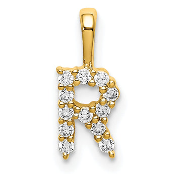 14K Lab Grown Diamond Letter R Initial Pendant