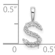 14K White Gold Lab Grown Diamond Letter S Initial Pendant