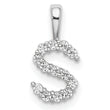 14K White Gold Lab Grown Diamond Letter S Initial Pendant