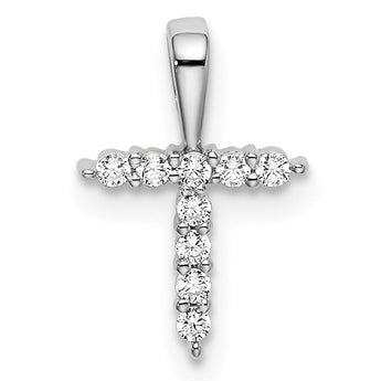 14K White Gold Lab Grown Diamond Letter T Initial Pendant