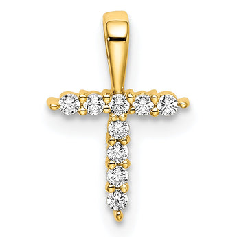 14K Lab Grown Diamond Letter T Initial Pendant