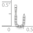 14K White Gold Lab Grown Diamond Letter U Initial Pendant