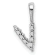 14K White Gold Lab Grown Diamond Letter V Initial Pendant