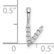 14K White Gold Lab Grown Diamond Letter V Initial Pendant