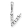 14K White Gold Lab Grown Diamond Letter V Initial Pendant