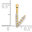 14K Lab Grown Diamond Letter V Initial Pendant