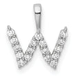 14K White Gold Lab Grown Diamond Letter W Initial Pendant
