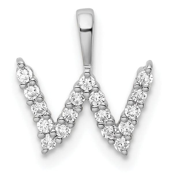 14K White Gold Lab Grown Diamond Letter W Initial Pendant
