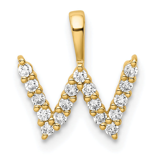 14K Lab Grown Diamond Letter W Initial Pendant