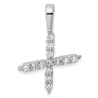 14K White Gold Lab Grown Diamond Letter X Initial Pendant