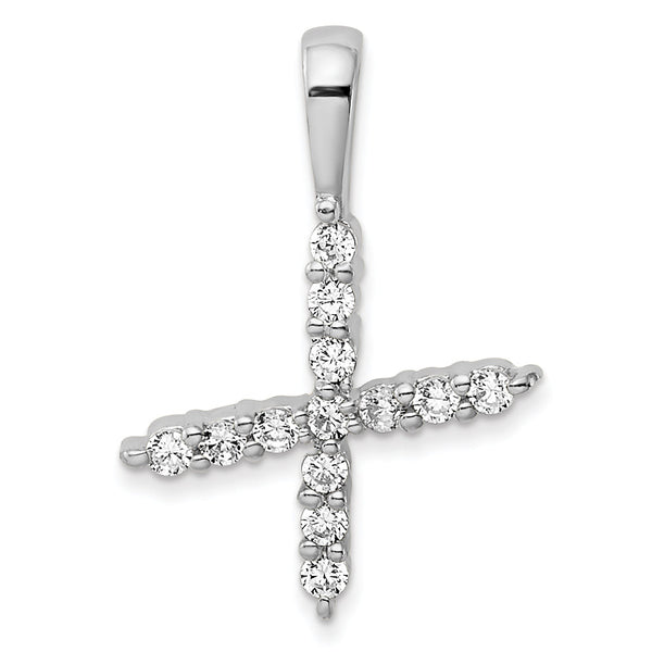 14K White Gold Lab Grown Diamond Letter X Initial Pendant