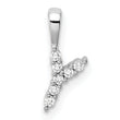 14K White Gold Lab Grown Diamond Letter Y Initial Pendant