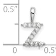 14K White Gold Lab Grown Diamond Letter Z Initial Pendant