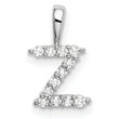 14K White Gold Lab Grown Diamond Letter Z Initial Pendant