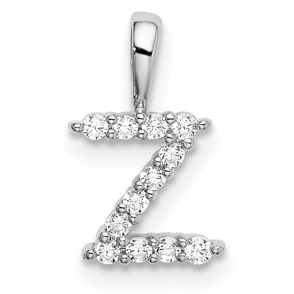 14K White Gold Lab Grown Diamond Letter Z Initial Pendant