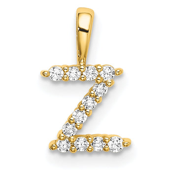 14K Lab Grown Diamond Letter Z Initial Pendant