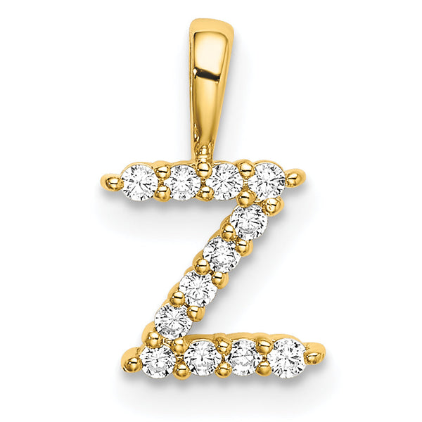 14K Lab Grown Diamond Letter Z Initial Pendant