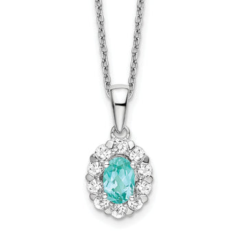 14K White Gold Lab Grown Diamond & Cr Paraiba Pendant Necklace