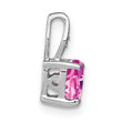 14k White Gold Heart Created Pink Sapphire and Diamond Pendant