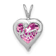 14k White Gold Creat. Pink Sapphire/Diamond MOM Heart Pendant