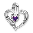 14k White Gold Amethyst and Diamond Heart Pendant